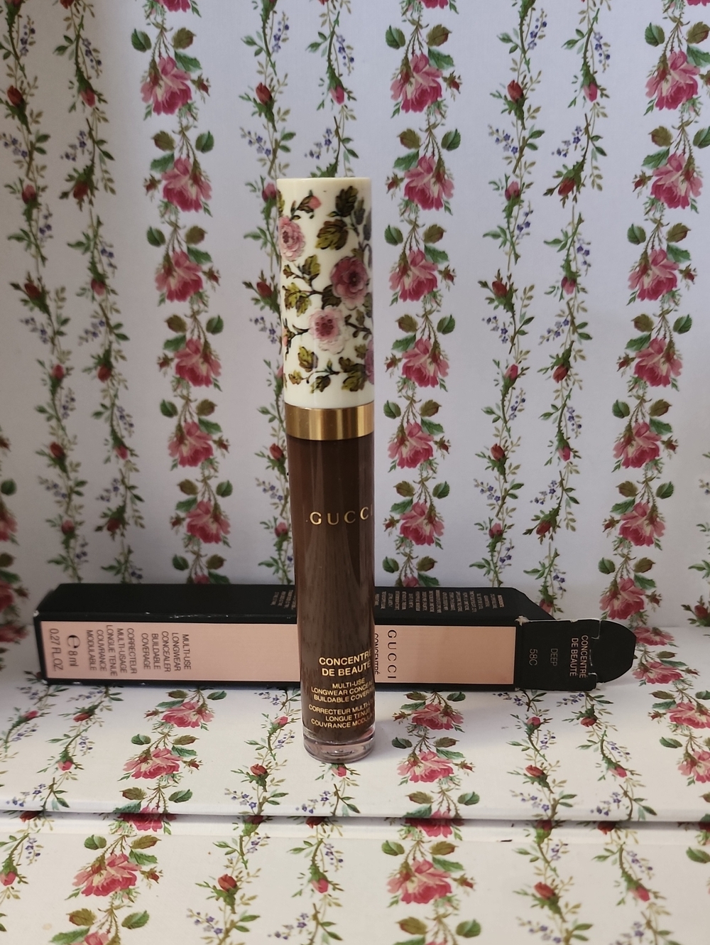Gucci Concealer Tube in Brown with Floral Cap